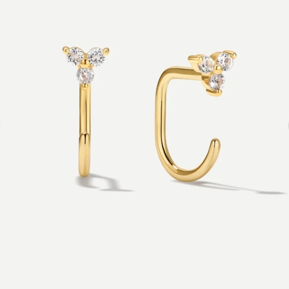 Ardant Stay Close Trinity Hoops in 18K gold vermeil Huggies Earrings Backless